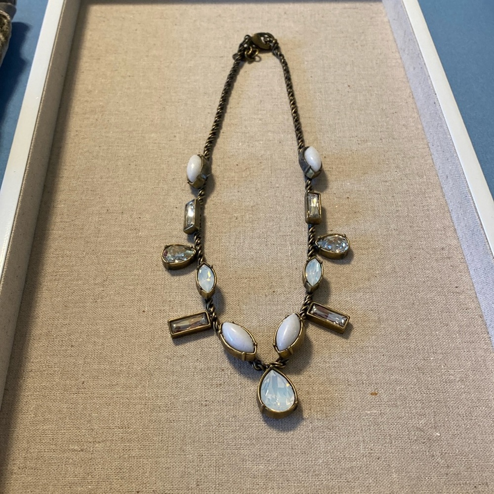 Vintage Silpada necklace Semi Precious White Jade Swarovski Crystal Necklace